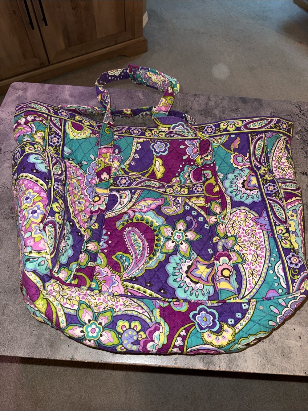 EUC Vera Bradley Heather Purple Paisley Tote - Picture 5 of 10